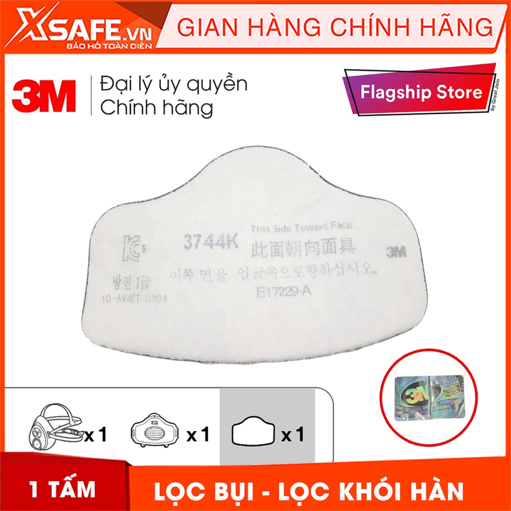 TẤM LỌC BỤI 3M 3744K R95 - Tấm lọc dùng cho mặt nạ 3M 3200-3744k-3700 lọc bụi, khói hàn, hơi hữu cơ