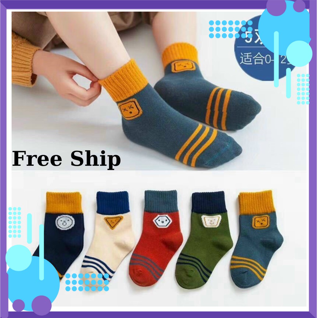 [Free Ship] Sét 5 Tất Cho Bé, Tất Cao Cổ Cho bé