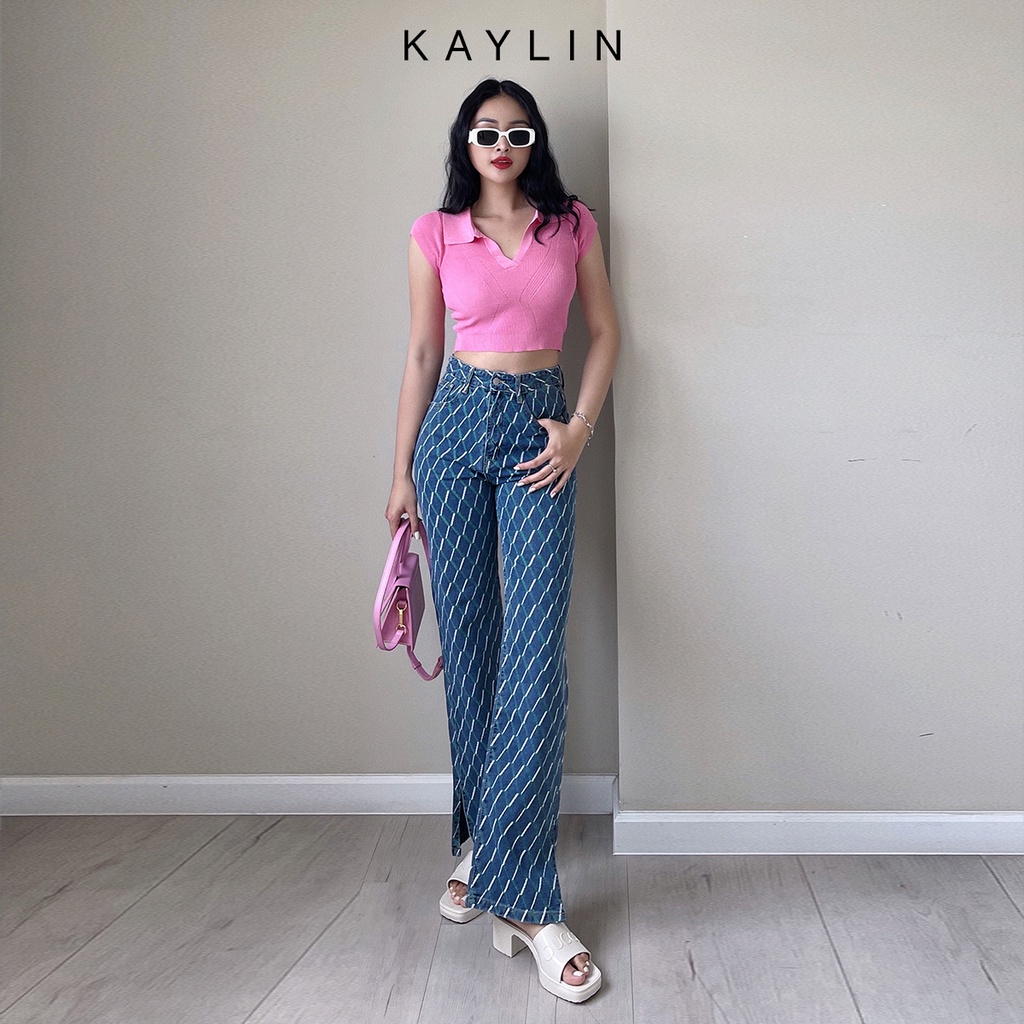 Quần jean nữ dáng suông hình thoi KAYLIN - N1690
