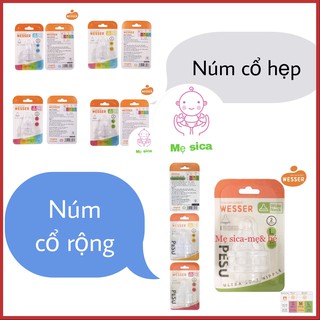 Cặp núm ti/núm vú wesser cổ rộng/hẹp