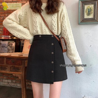 Quần giả váy vạt chéo 6 nút gỗ mẫu 101 Size S,M màu đen QTTN MT809 chuẩn store hàn quốc freeship 50k