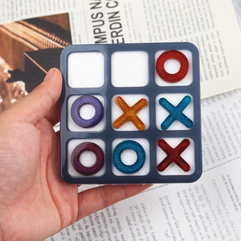 [New Stock] 1PC DIY Handmade Tic Tac Toe Game Board Resin Mold Resin Casting Mold Art Crafts