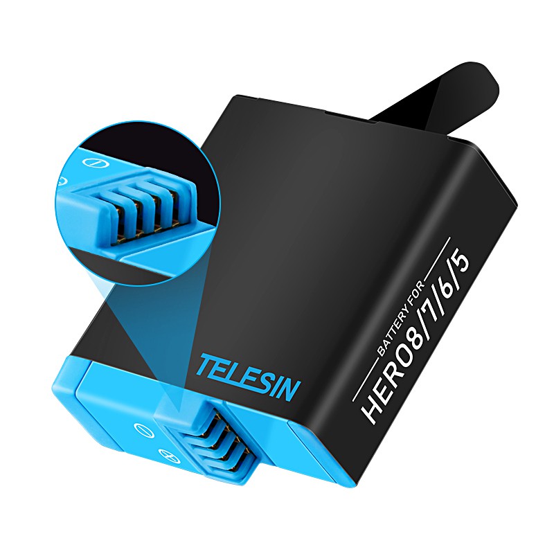 [Rẻ vô địch] Bộ pin sạc tích hợp đầu đọc thẻ nhớ Telesin cho Gopro 8 Black, 7 Black, 6 Black, 5 Black