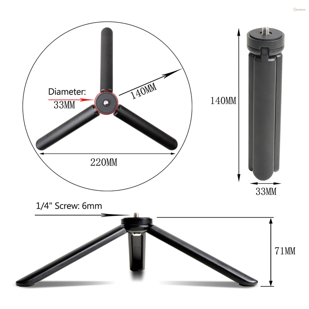 Lightweight Mini Desktop Tripod Aluminum Alloy Tripod Stand with 1/4 Inch Screw Wrench for DSLR ILDC Camera Camcorder Projector
