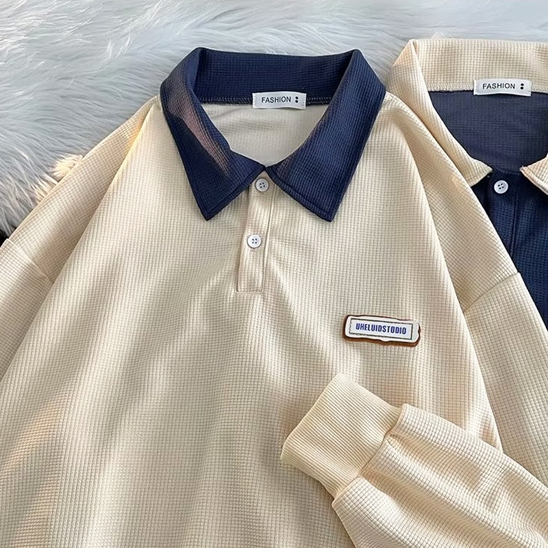 Áo polo Dài Tay Dáng Rộng Thời Trang Hàn Quốc Đơn Giản Dành Cho Nam