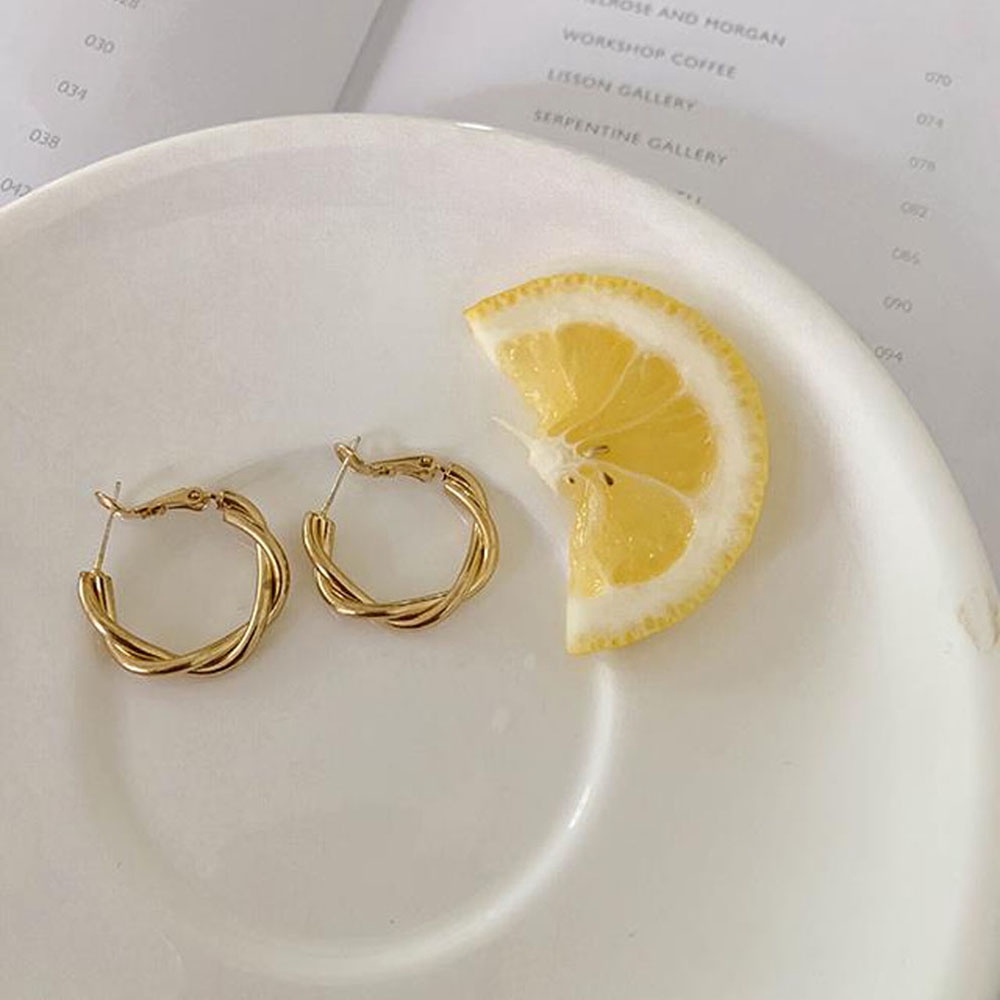 MXGOODS Geometric Circle Weaving Party Jewelry Interweave Twist Dangle  Earrings