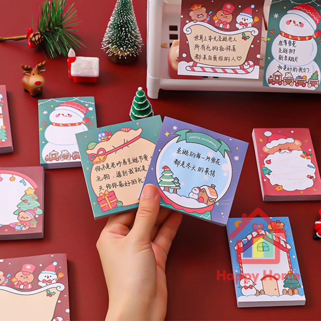 Giấy ghi chú tự dính họa tiết hoạt hình ông già noel dễ thương Happy Home