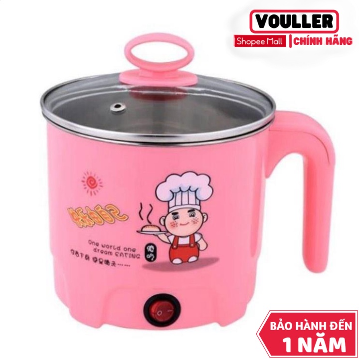 Nồi Lẩu Điện Ca Mì Vouller Mini Tiện Dụng 18Cm 2 Lớp Kèm Xửng Hấp Inox