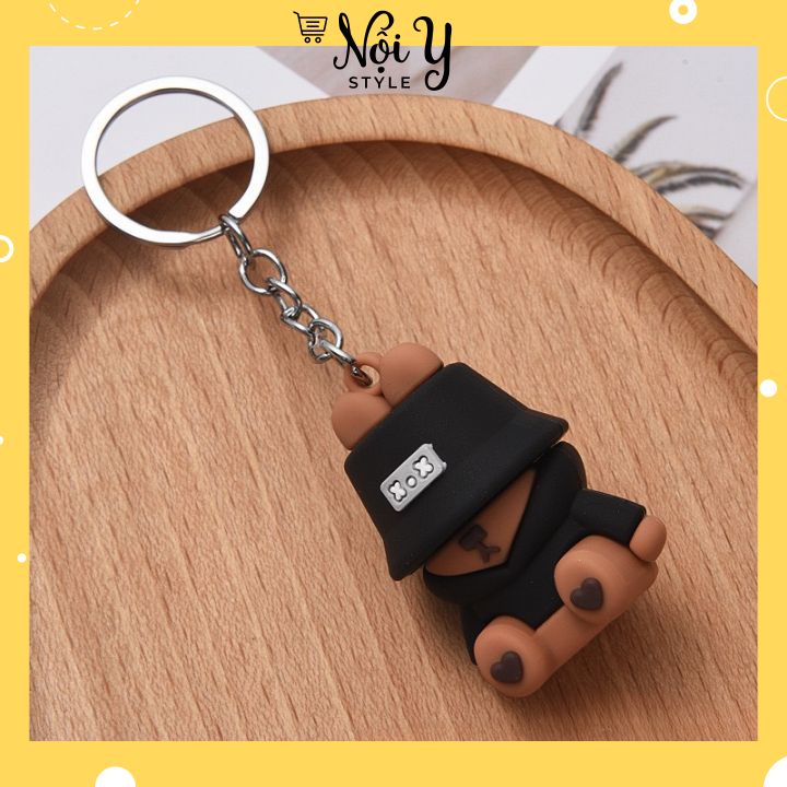 Móc Treo Khoá Hình Chú Gấu Đội Nón Siêu Ngầu Cute