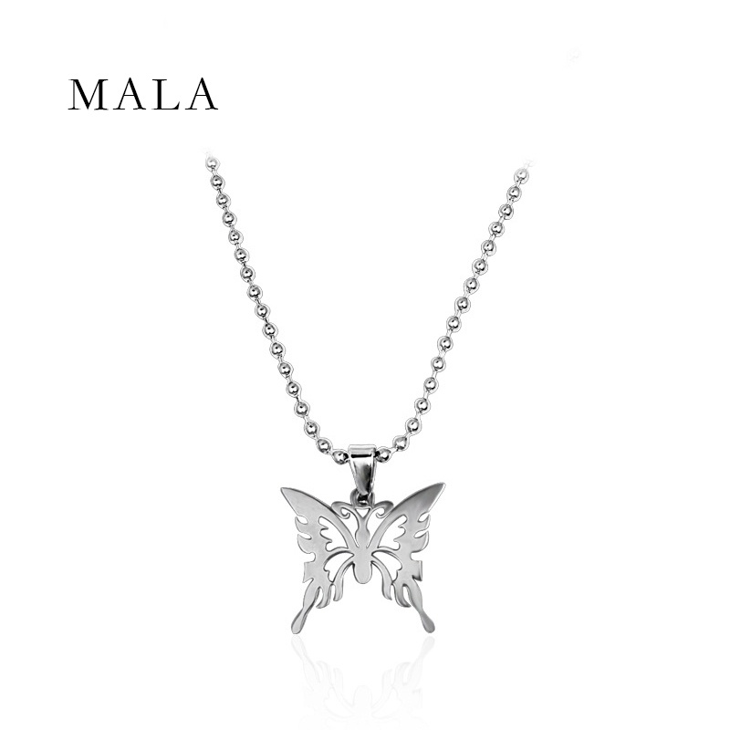 Dây chuyền MAYEBE LAVEND mặt hình bướm rỗng bằng thép titan không gỉ phong cách Punk Hip Hop