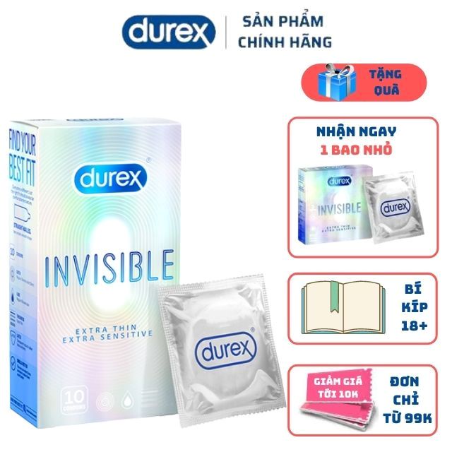 [Siêu Mỏng] Bao Cao Su Durex Invisible An Toàn Tăng Khoái Cảm Hộp 10 bao -durex_officialstore