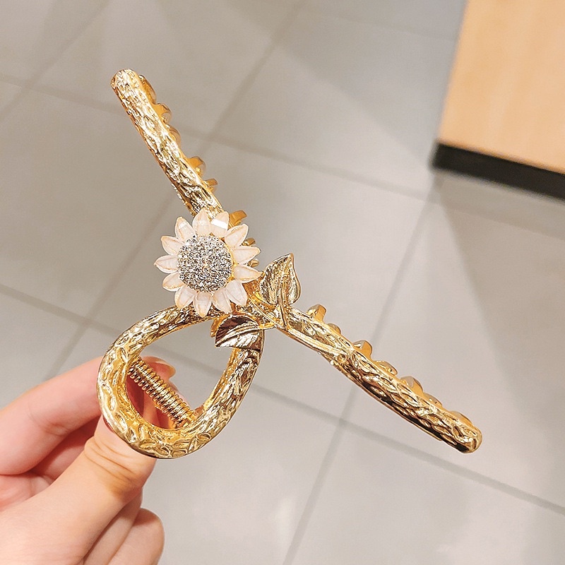 Kẹp tóc hình bông hoa cúc kim loại sau đầu cho nữ phong cách Hàn Quốc