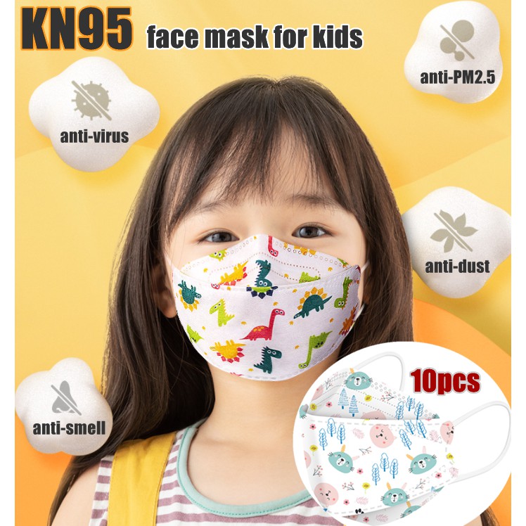 10pcs KN95cho bé 4-12 years old children face mask disposable cartoon pattern 3D baby fish mask with four layers of protection | BigBuy360 - bigbuy360.vn