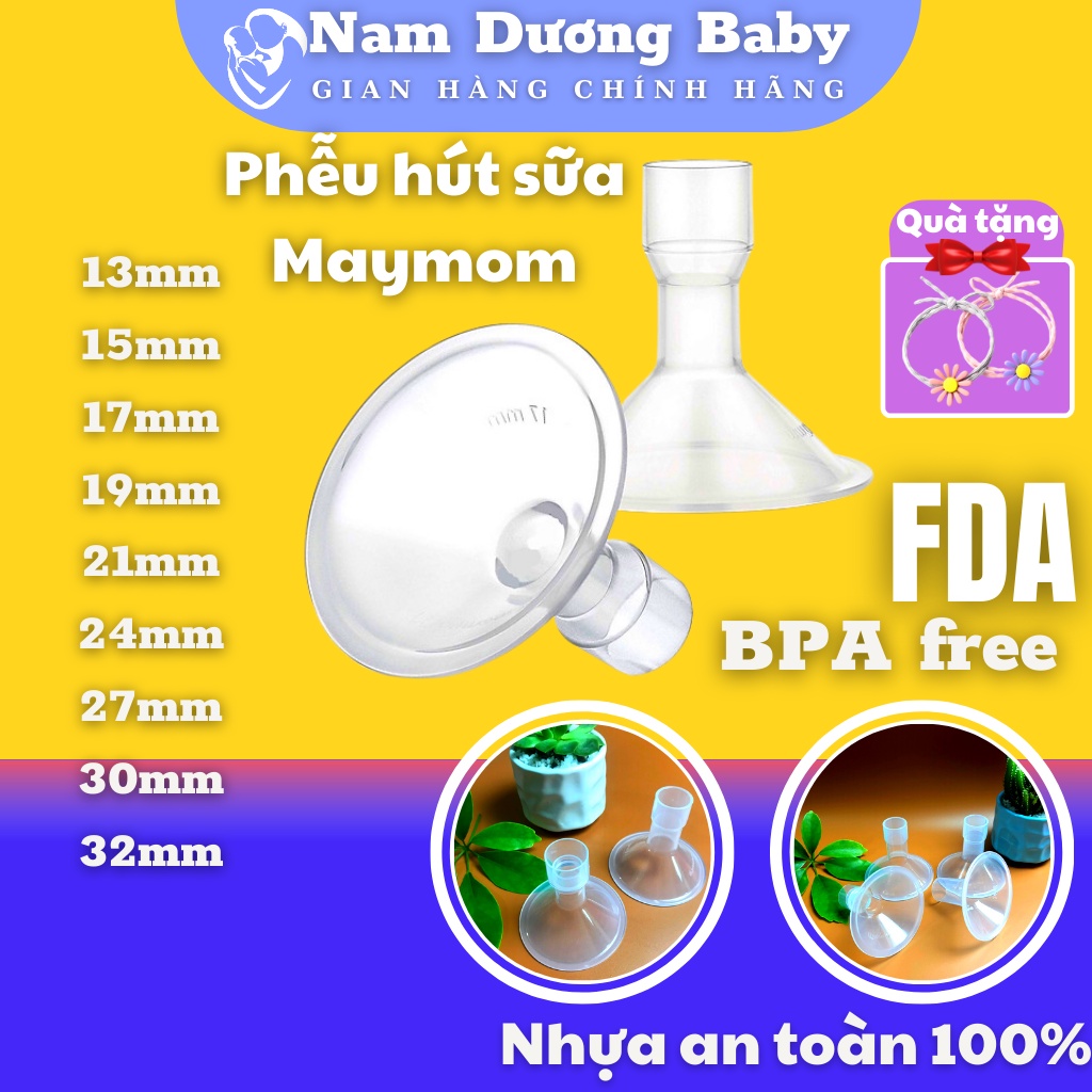 Phễu hút sữa Maymom, phụ kiện máy hút sữa  [Size 13mm-15mm-17mm-21mm-24mm-27mm-30mm-32mm] An toàn không BPA, Chính Hãng