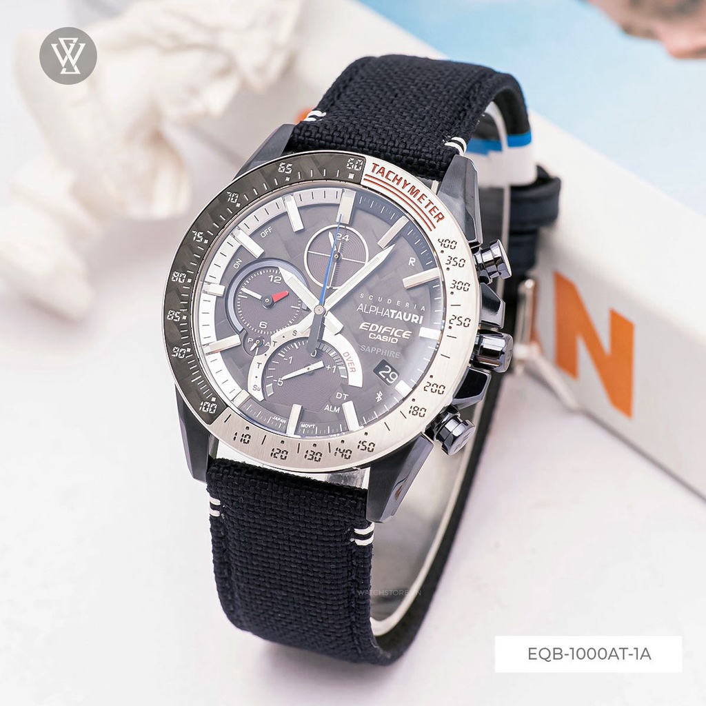Đồng Hồ Quartz Nam Casio Edifice WATCHSTORE EQB-1000AT-1A Kính Sapphire 45.7mm, Dây Dù, Vỏ Thép Không Gỉ Cao Cấp