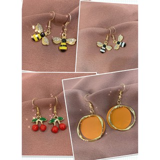 Bông tai mạ vàng nhiều kiểu con ong, vòng tròn, cherry