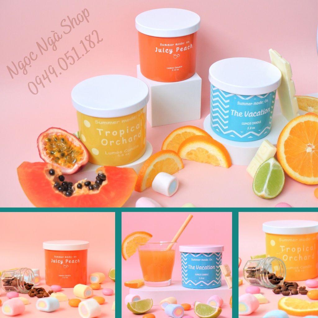 Nến Thơm Cao Cấp Lumos  Bộ 3 Sắc Màu cho Mùa Hè thêm sôi động–NT35.1 - Nến trang trí / thư giãn - Đạt tiêu chuẩn Quốc Tế