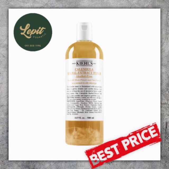 [Chính Hãng] Toner Kiehls Hoa Cúc 500ml - Kiehls Calendula Herbal Extract Alcohol-Free Toner 500ml