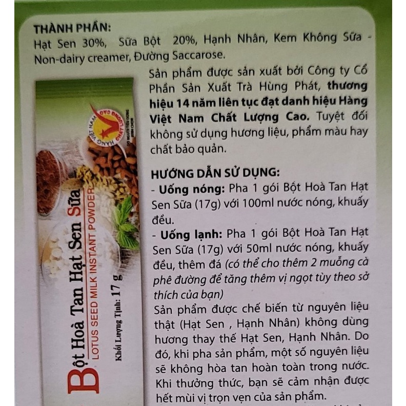[Hộp 340g] BỘT HÒA TAN HẠT SEN SỮA [VN] HÙNG PHÁT Lotus Seed Milk Instant Powder