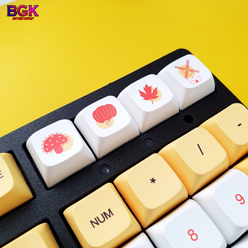 Bộ Keycap XDA PBT 129 Phím Thu Vàng Cực Đẹp in Dye-Sub Font chữ to ( hỗ trợ layout 61 64 87 104 108 Phím )