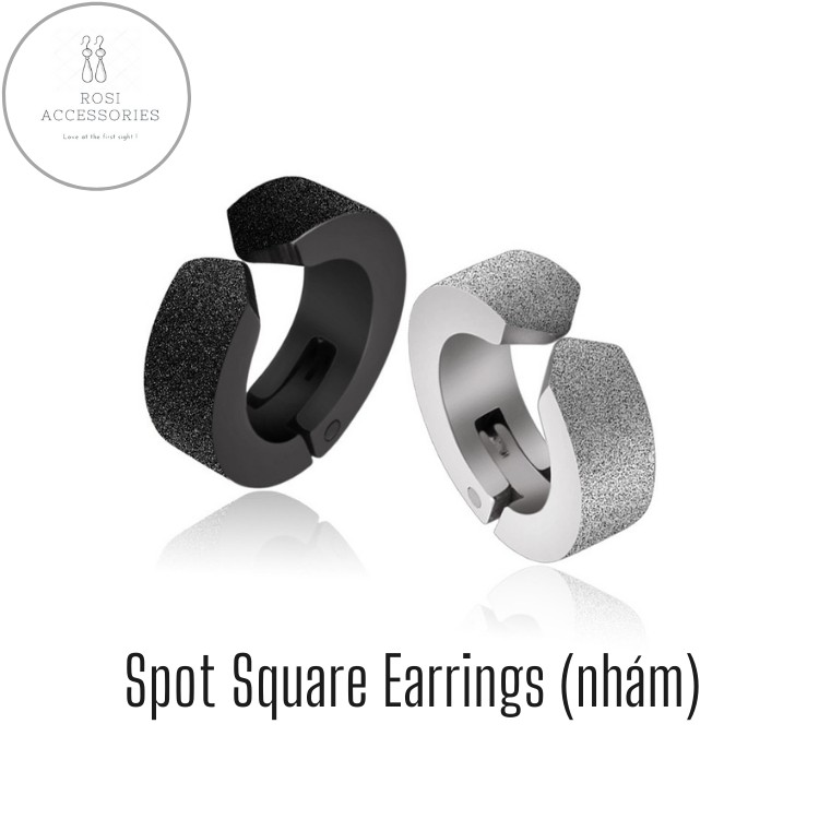 Khuyên Tai Không Bấm, Khuyên Tai Kẹp Nam Spot Square Earcuffs Kiểu Nhám (1 Chiếc)