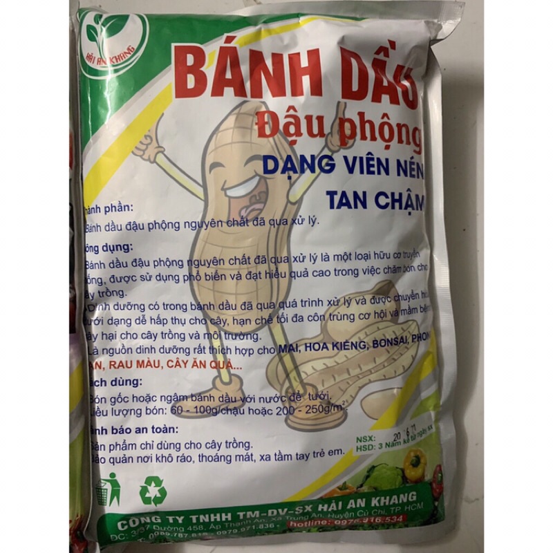 Phân bón hữu cơ sinh học bánh dầu đậu phộng đã qua sử lý 100% - Chuyên dùng cho tất cả cây hoa,cây trồng 1kg