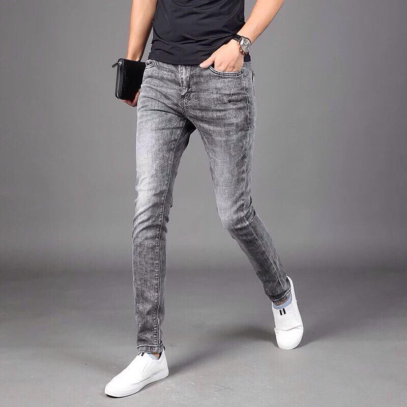 QUẦN JEAN NAM DÁNG SLIMFIT THỜI TRANG MÀU XÁM LÔNG CHUỘT TRẺ TRUNG CHẤT JEAN COTTON CO GIẢN NHẸ