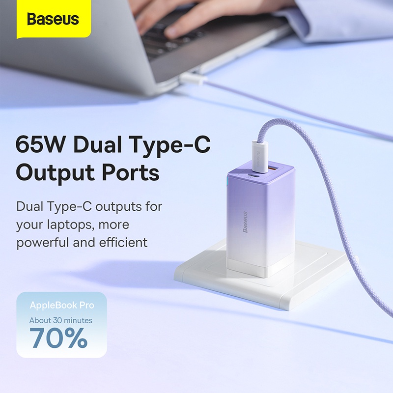 Bộ sạc nhanh Baseus GaN5 Pro 100W /GaN5 Pro 65W Quick Charger (Kèm cáp sạc C to C 100W) cho Smartphone/ Tablet/ Laptop