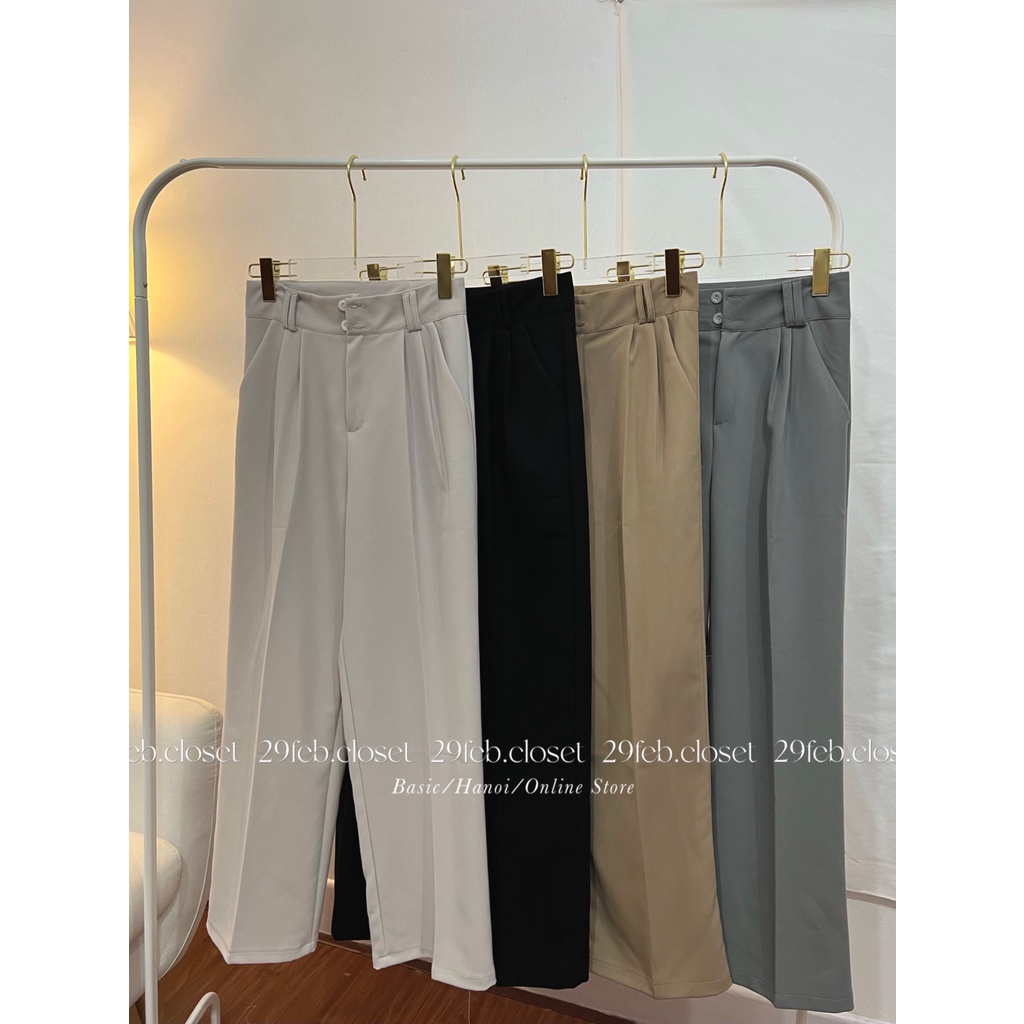 Quần ống suông 2 khuy cạp cao Quansuong2cucdiakep231