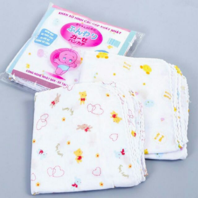 10 khăn sữa hoa xuất khẩu Nhật in hình hoạt tiết cao cấp, khăn xô cho bé vải cotton mềm mịn