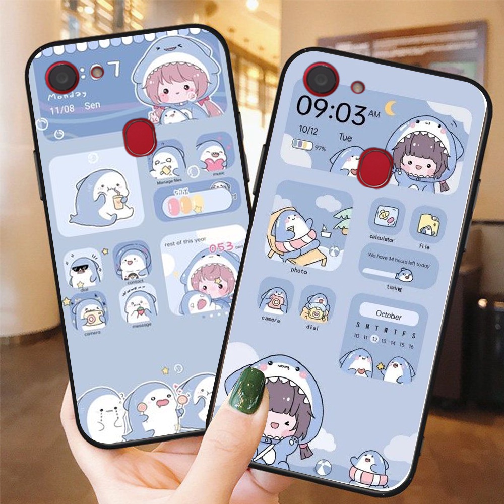 Ốp lưng điện thoại oppo f5 / f5 youth / f7 bộ cá mập shack đu đu đu xanh