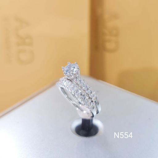 Nhẫn set 2 chiếc bạc Ý S925 MiASJ N554 nhẫn cặp nhẫn nữ nữ nạm đá cao cấp, sang trọng