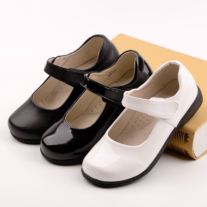 Giày búp bê da màu đen thời trang cho bé gái