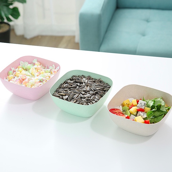 Tô đựng salad chất liệu lúa mạch | Tô vuông 14.5cm | Bát mì trẻ em | Bát cơm tráng miệng