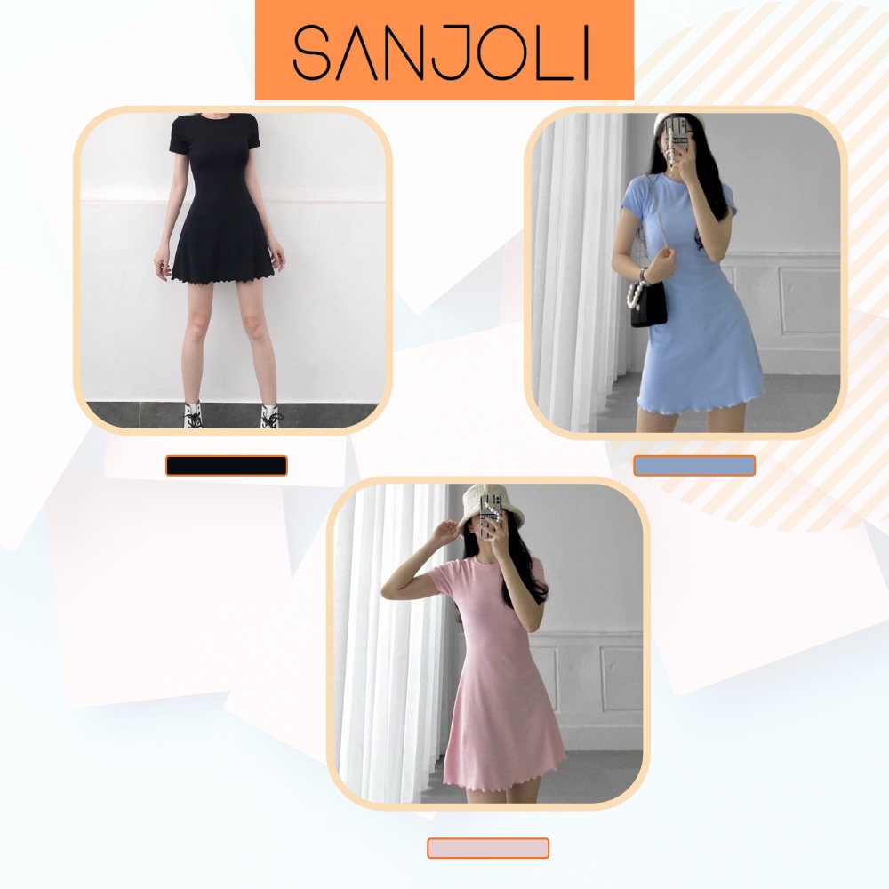 Váy Body SANJOLI Đầm Thun Ôm Body Ôm Eo Dáng Xòe Tay Ngắn Đi Dự Tiệc Sang Chảnh VD064 | BigBuy360 - bigbuy360.vn