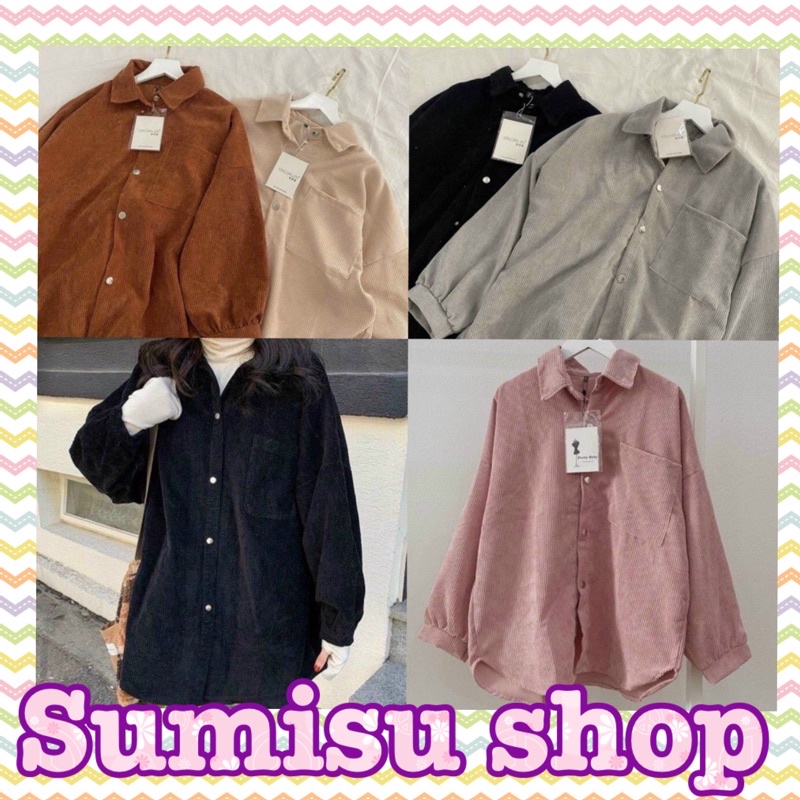 Áo sơmi, áo khoác nhung, áo sơmi nhung ma45793 cúc bấm sumisu shop