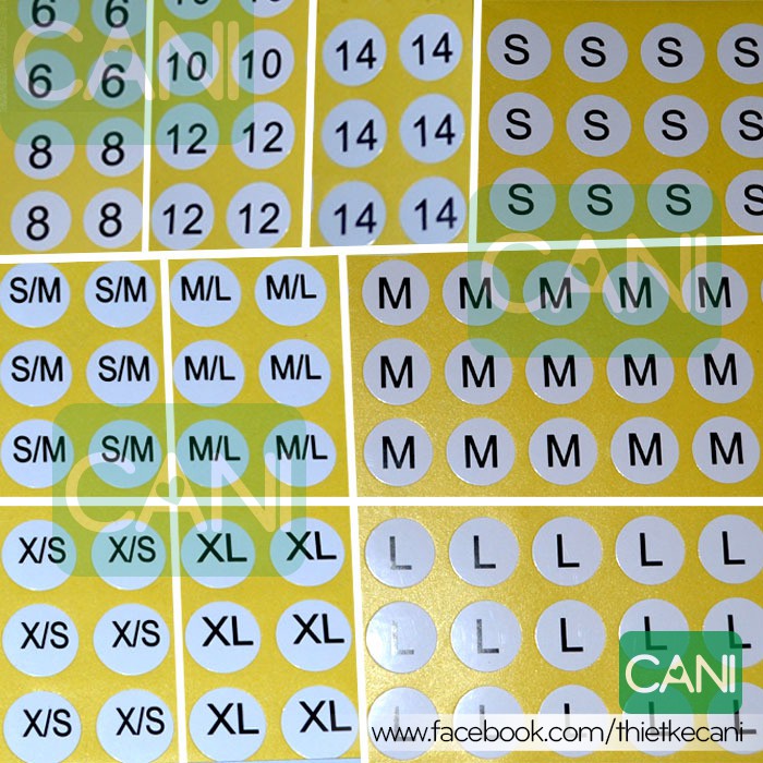 100 cái tem dán size_Sticker dán size_Nhãn Size quần áo_Có đủ size theo yêu cầu_Hàng bán sẵn