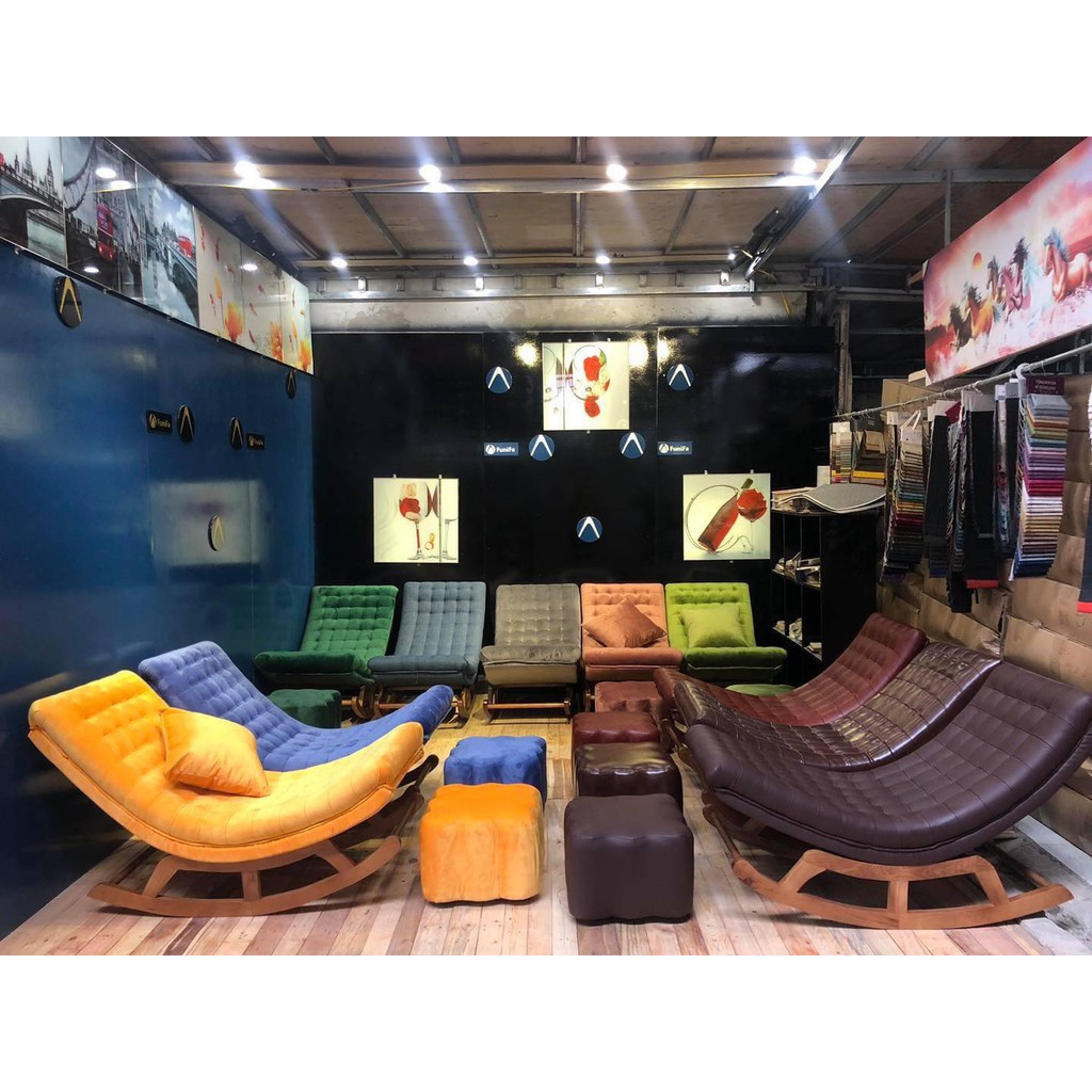 Ghế Poang bập bênh thư giãn an toàn cho cột sống màu nâu, đen, xanh