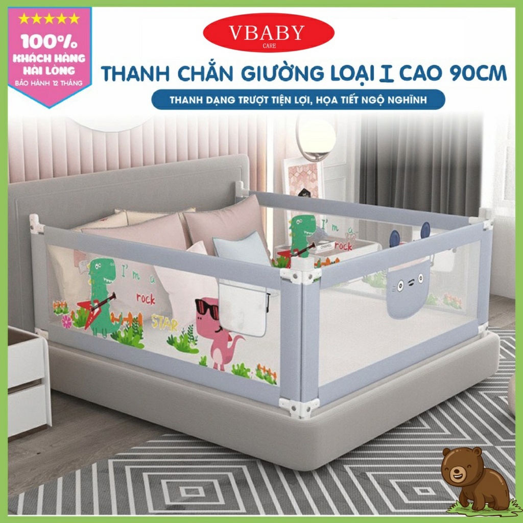 Thanh Chắn Giường V-Baby Khủng Long Mẫu Mới 2022-Bảo hành 1 năm