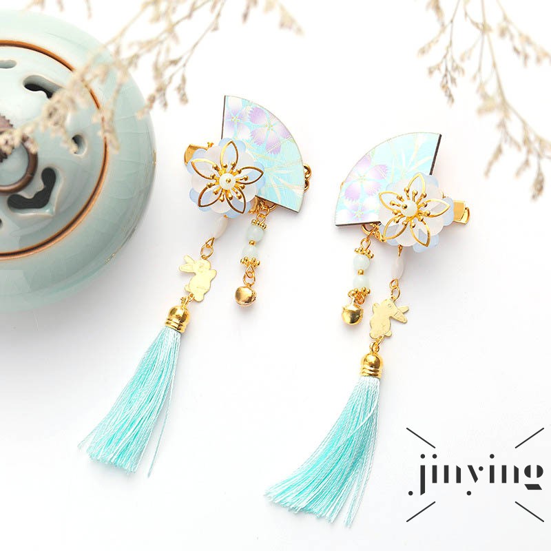 GETNOIVAS  1 Cặp Kẹp Tóc Tua Rua Phong Cách Trung Hoa Truyền Thống Dành Cho Nữ