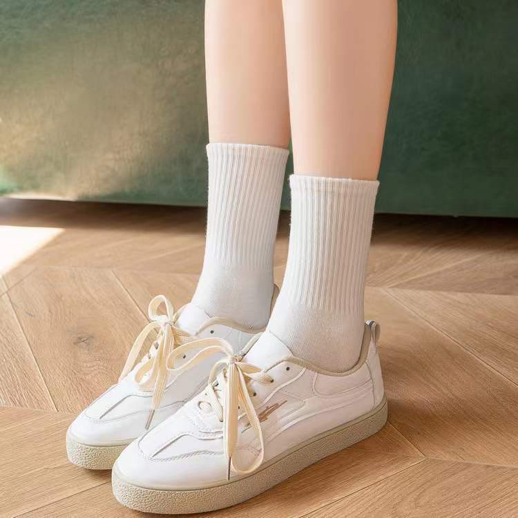 Tất vớ trơn cổ cao dài basic nam nữ unisex, kháng khuẩn thấm hút cotton co giãn -