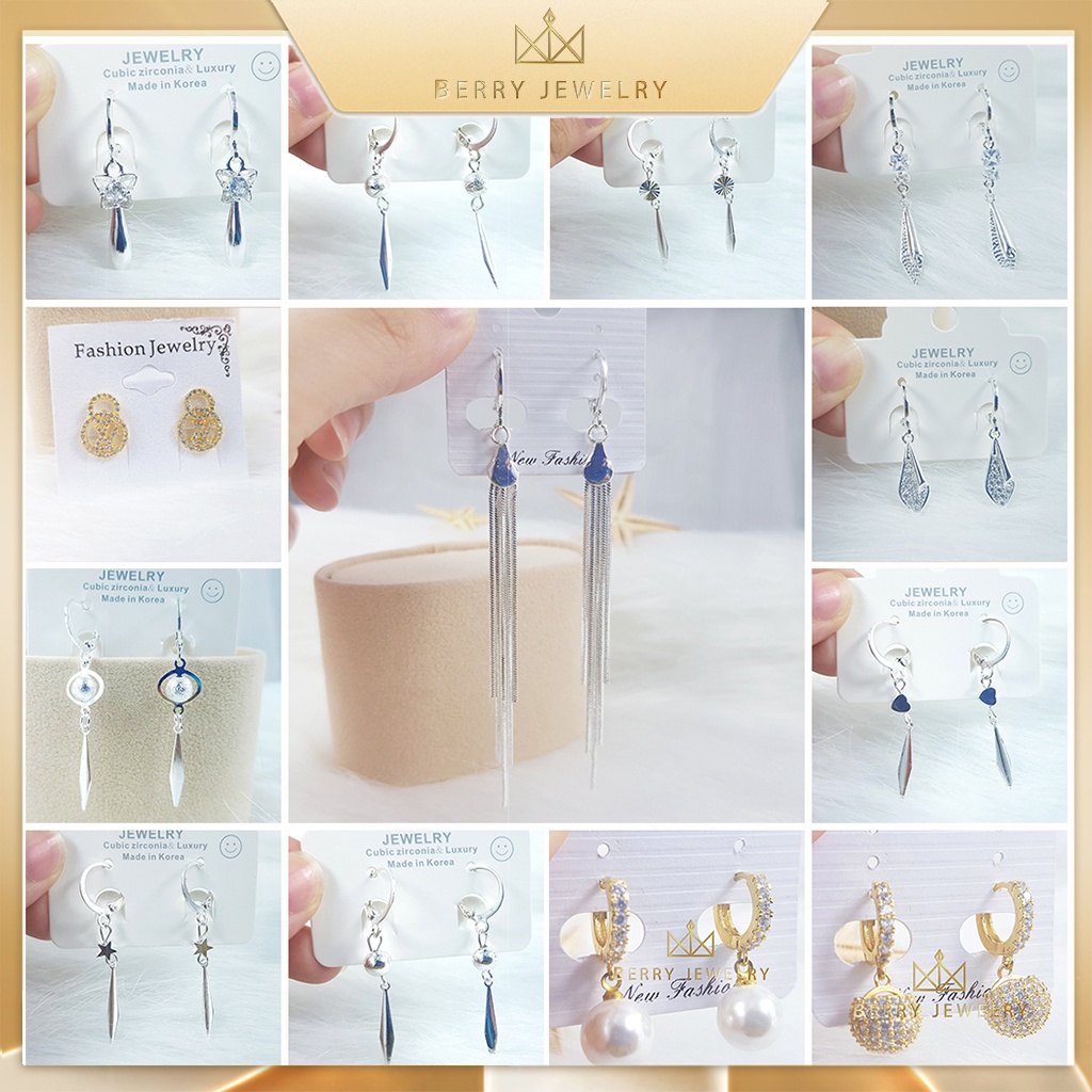 Khuyên Tai, Bông Tai Nữ Basic Nhiều Kiểu Dáng Đính Đá Lấp Lánh Xinh Xắn Phong Cách Hàn Quốc