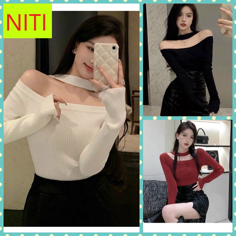 [ HIỀN NHÂN ] ÁO KIỂU NỮ TRỄ VAI PHỐI VIỀN CỔ DÀI TAY CHẤT THUN GÂN CO GIÃN CAO CẤP NITI SIÊU QUYẾN RŨ ĐỈNH CAO