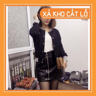 Áo khoác nỉ bomber nữ bấm khuy