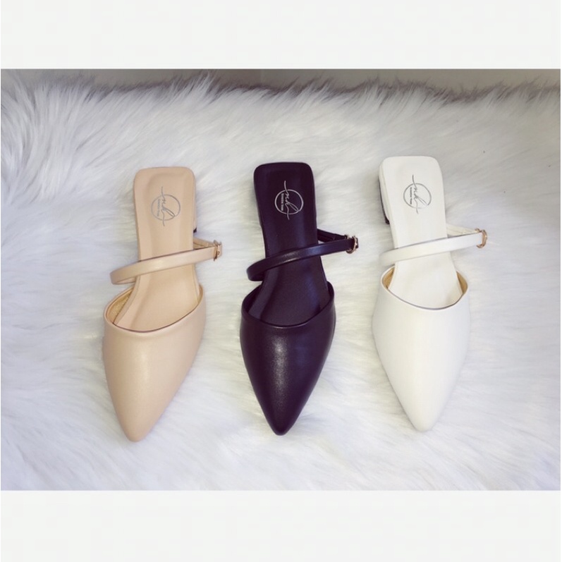 Dép sục gót thấp kiểu dáng mũi nhọn quai ngang đơn giản, 3 màu dành cho nữ, SB25