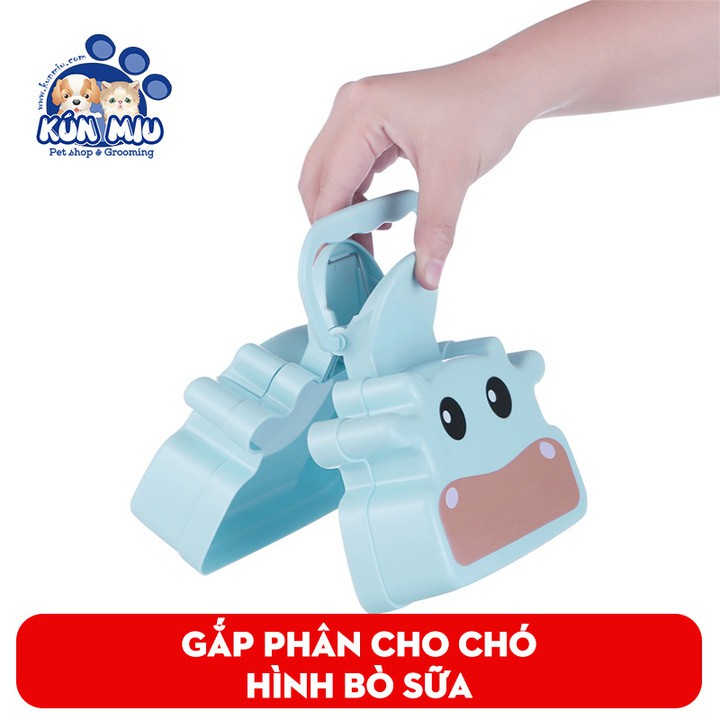 Dụng cụ dọn vệ sinh, gắp phân cho chó Hình bò sữa Kún Miu