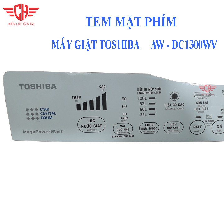 Tem bảng điều khiển máy giặt toshiba AW - DC1300WV TD12 tem mặt phím