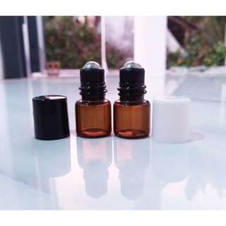 5lọ nắp đen hoặc nắp trắng Chai thủy tinh 1ml bi lăn thép đựng tinh dầu nước hoa