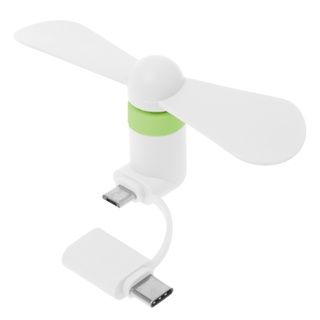 Quạt Mini Cầm Tay 2 Trong 1 Cổng USB Type C Cho Điện Thoại android Micro USB