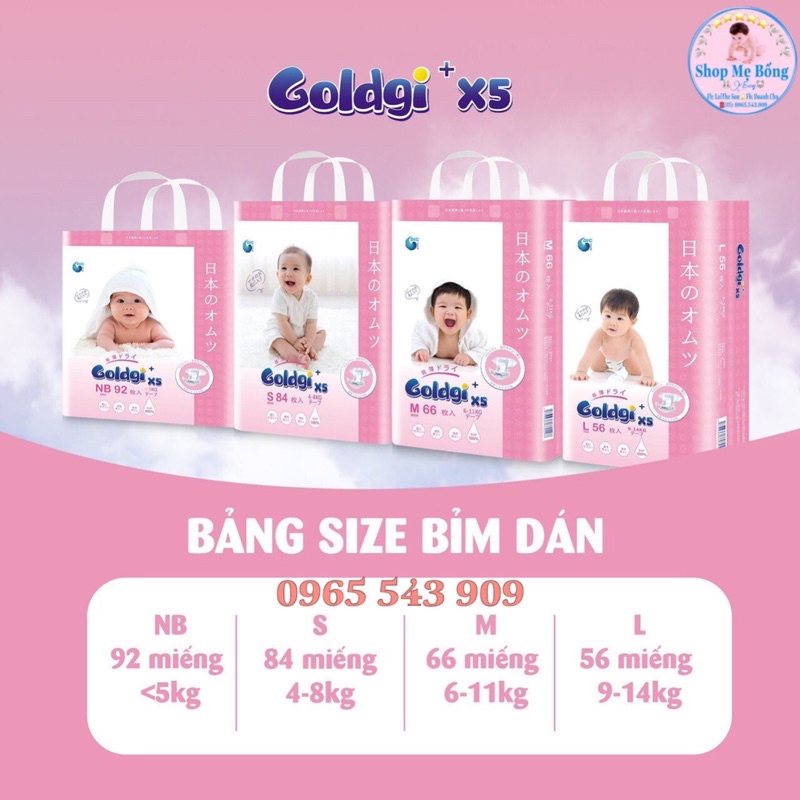 Tã/Bỉm🍒dán/quần🍒 Goldgix5 Nội Địa Nhật đủ size S84/M66/M60/L56/L48/XL46/XL44/XXL34